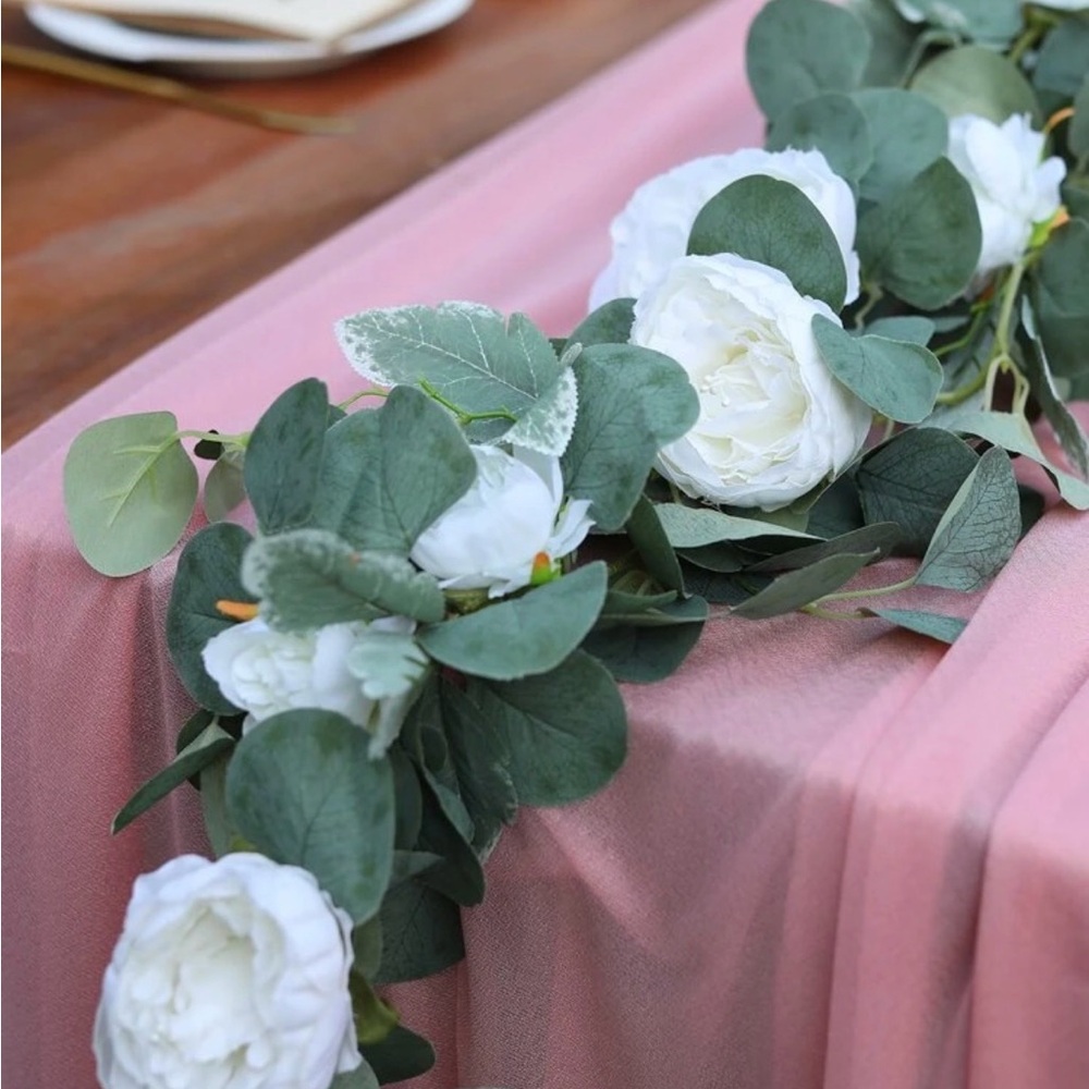EUCALYPTUS ROSE GARLAND WEDDING TABLE GREENERY DECOR